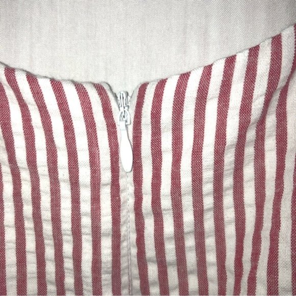 Kiel James Patrick Dress Red White Stripe Lined Back Zip 14 Seersucker Pockets - Picture 10 of 12
